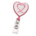 Pink Ribbon Heart-Shaped Badge Reel